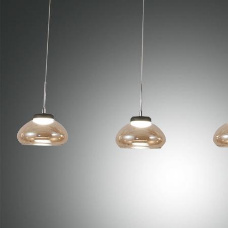 Arabella LED Pendelleuchte 4-flammig mit amberfarbenen Glasschirmen dimmbar Fabas Luce
