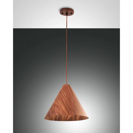Esino Kegelförmige Pendelleuchte aus Holz Walnußfarbe Ø33 von Fabas Luce