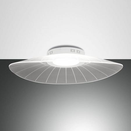 Vela Deckenleuchte mit sanft geschungenem ovalen Acrylschirm dimmbar in Weiß von Fabas Luce
