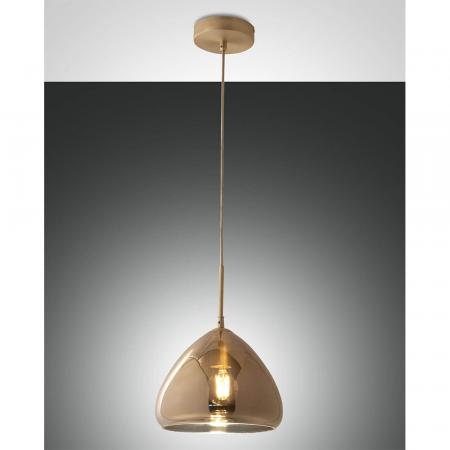 Glow Pendelleuchte in Messing aus geblasenem Glas mit metallisierter Oberfläche und Textilkabel von Fabas Luce