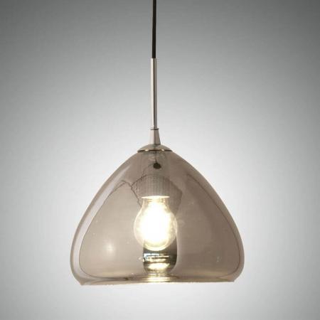 Glow Pendelleuchte in Chrom aus geblasenem Glas mit metallisierter Oberfläche und Textilkabel von Fabas Luce
