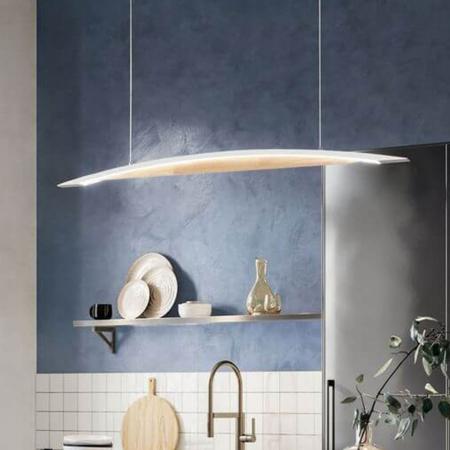 Cordoba LED Pendelleuchte aus Holz & Metall dimmbar in Weiß 110cm von Fabas Luce