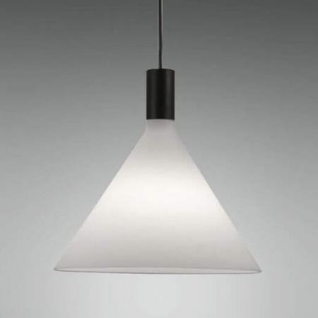 Vincent 3-flammige Lila Pendelleuchte in Balkenform geblasenes Glas in Kegelform von Fabas Luce