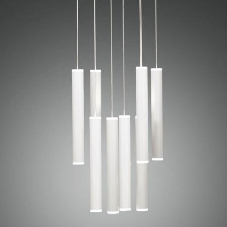 Prado 8-flammige LED Pendelleuchte im Röhrenstil mit Ober- und Unterlicht in Weiß dimmbar von Fabas Luce