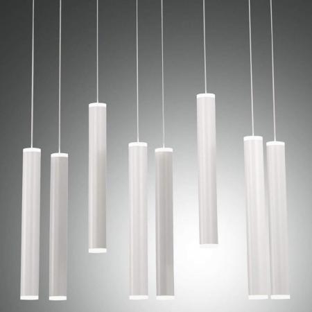 Prado 8-flammige LED Pendelleuchte im Röhrenstil mit Ober- und Unterlicht in Weiß dimmbar von Fabas Luce