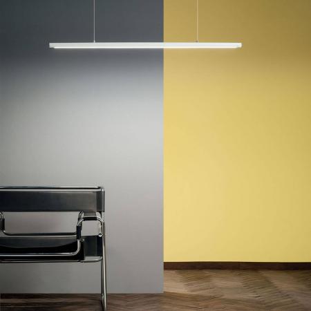 Mason LED Pendelleuchte mit Dimmer in Weiß 111cm mit Unterlicht von Fabas Luce