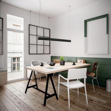 Balkenförmige Next LED Pendelleuchte mit Dimmer in Schwarz 112cm mit Ober- & Unterlicht von Fabas Luce