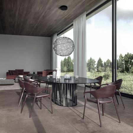 Sumter Kugelige LED-Pendelleuchte im luftigen Draht-Look dimmbar in Schwarz Ø50cm von Fabas Luce