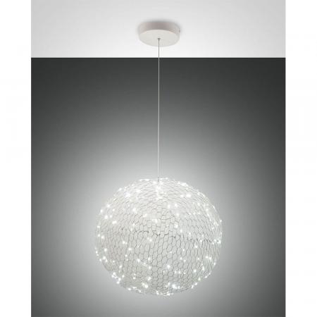 Sumter Kugelige LED-Pendelleuchte im luftigen Draht-Look dimmbar in Weiß Ø50cm von Fabas Luce