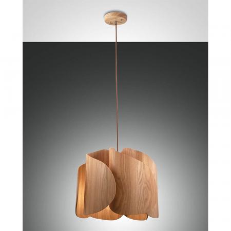Pevero Pendelleuchte aus massivem Eschenholz in extravagant gebogener Form Ø42 von Fabas Luce
