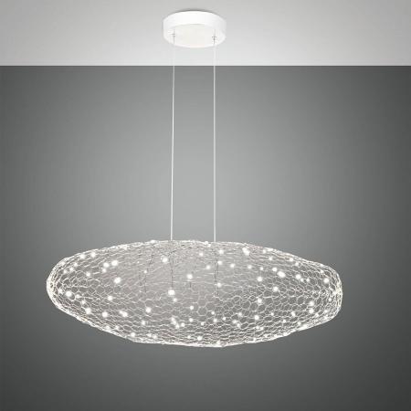 Sumter Ovale LED-Pendelleuchte im luftigen Draht-Look dimmbar in Weiß 80cm von Fabas Luce
