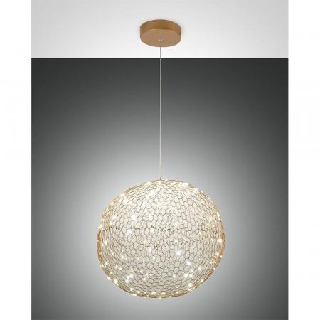 Sumter Kugelige LED-Pendelleuchte im luftigen Draht-Look dimmbar in Gold Ø50cm von Fabas Luce