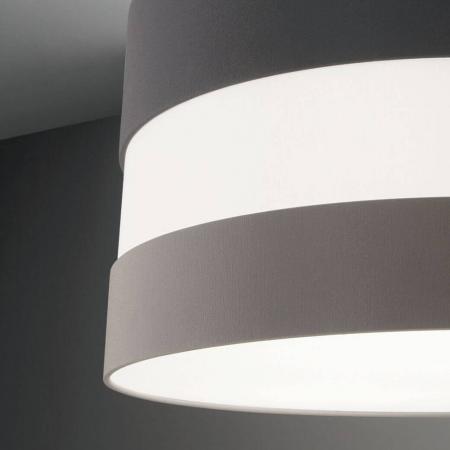 Arona wohnliche Pendelleuchte mit 55cm Stoff-Lampenschirm in dunkelgrau/taubengrau von Fabas Luce