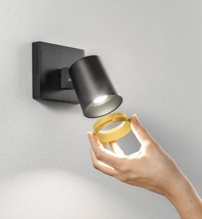 Modo Dimmbarer Wand-Spot mit hochwertiger Oberfläche in Schwarz von Fabas Luce