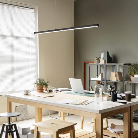 Ling LED-Pendelleuchte im Vierkantrohrdesign dimmbar in Schwarz 110cm up&down Licht von Fabas Luce