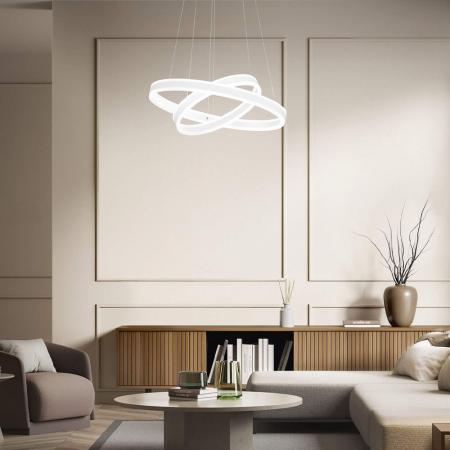 Palau LED-Pendelleuchte in Doppel-Ringform in Weiß up&downlight dimmbar Ø40+60cm von Fabas Luce