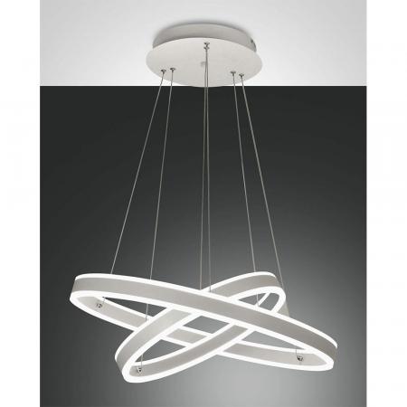 Palau LED-Pendelleuchte in Doppel-Ringform in Weiß up&downlight dimmbar Ø40+60cm von Fabas Luce