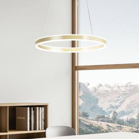Palau LED-Pendelleuchtein in Ringform Gold up&downlight dimmbar Ø60cm von Fabas Luce