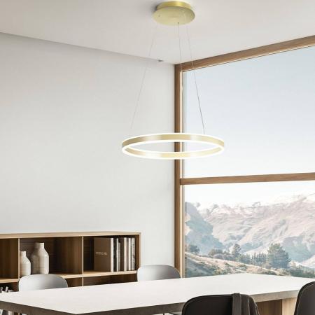 Palau LED-Pendelleuchtein in Ringform Gold up&downlight dimmbar Ø60cm von Fabas Luce
