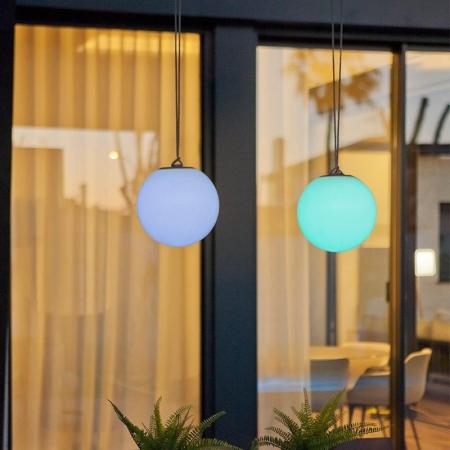 New Garden NORAI mobile LED Hängeleuchte weiss/beige aufladbar RGB