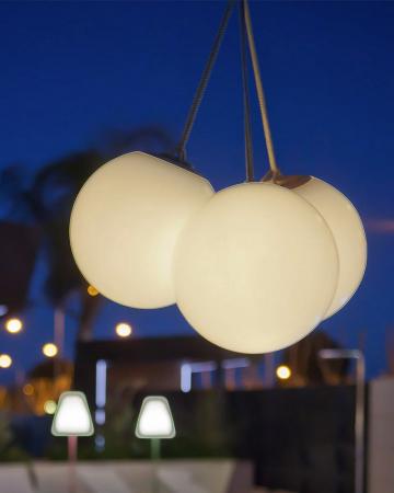 New Garden NORAI mobile LED Hängeleuchte weiss/beige aufladbar RGB