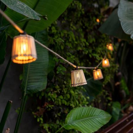New Garden Okinawa Lichterkette aus Bambus 8 Meter IP44 mit Kabel und Stecker