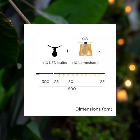 New Garden Okinawa Solar Lichterkette aus Bambus 8 Meter IP44