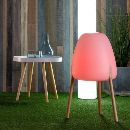 New Garden Rocket 70 Raketenförmige Solar LED Stehleuchte mit Holzfüßen, Akku & Fernbedienung dimmbar RGB Farben IP65 - Höhe: 70 cm, Durchmesser: 38 cm