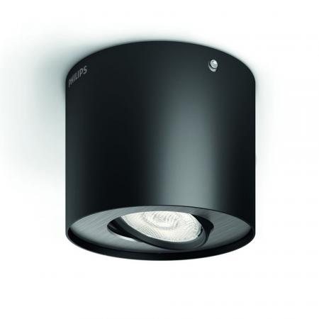 Philips myLiving Runder puristischer LED Deckenstrahler 1flg. in mattem schwarz mit schwenkbarem Kopf