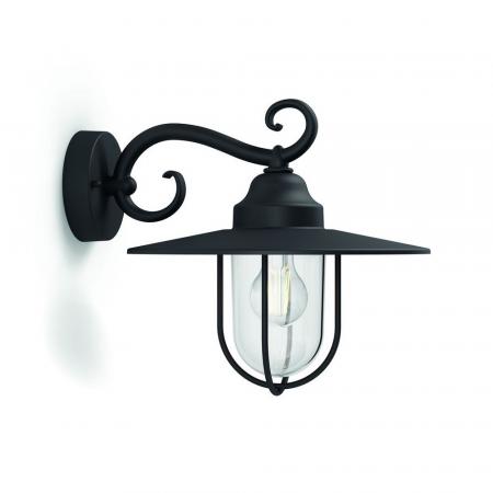 Philips myGarden Pasture Wandleuchte 1-flammig E27 max. 60W schwarz IP44 Vintage Look