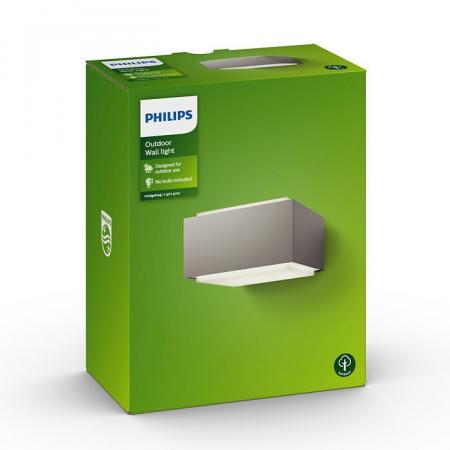 Philips myGarden Außen Wandleuchte Hedgehog Hellgrau aus Aluminium wetterfest mit IP44-Schutz