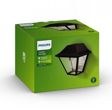 Philips myGarden Aussen Wandlaterne Alpenlicht Chiemsee in schwarz aus Metall mit klarem Glas