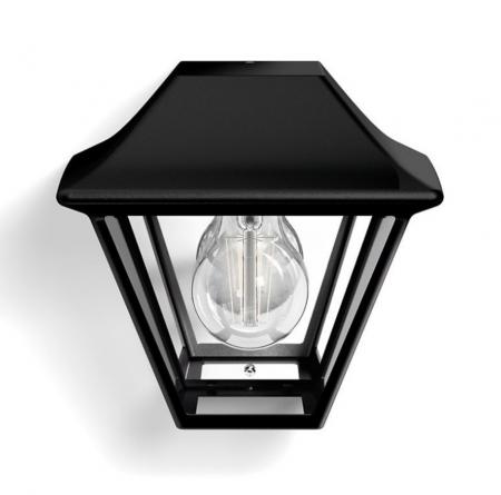Philips myGarden Aussen Wandlaterne Alpenlicht Chiemsee in schwarz aus Metall mit klarem Glas