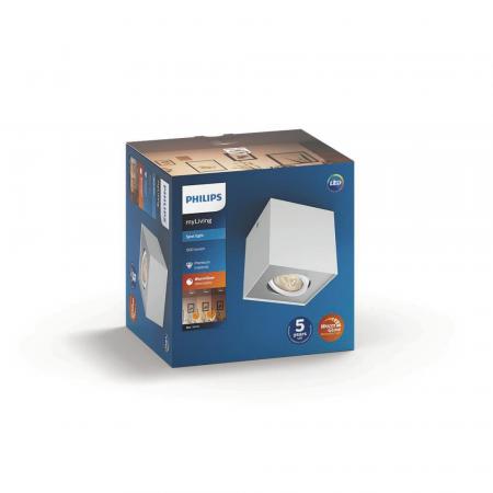 Puristischer Philips myLiving Box LED Deckenstrahler schwenkbar Warm Glow in Weiß
