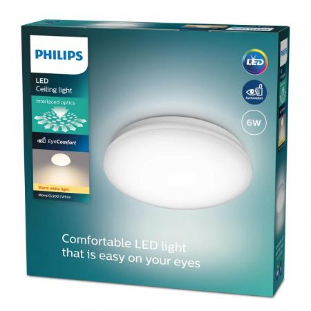 Philips Moiré CL200 LED-Deckenleuchte 6W 600lm 2700K warmweiß weiß Ø220mm