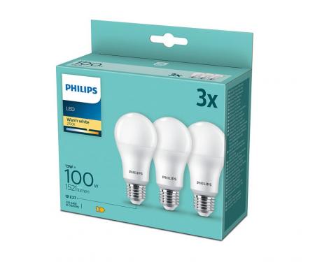 3-er Set PHILIPS LED A67 E27 13W wie 100W – 1521lm 2700K Warmweiß 150° nicht dimmbar
