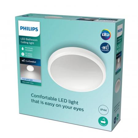 Philips LED Deckenleuchte Doris ø31cm weiß neutralweißes Licht 4000K mit Eye Comfort - auch für das Bad geeignet IP44
