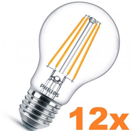 12er Set PHILIPS E27 Retrolook LED Lampe mit Filamentfäden 8.5W wie 75W warmweisses Wohnlicht