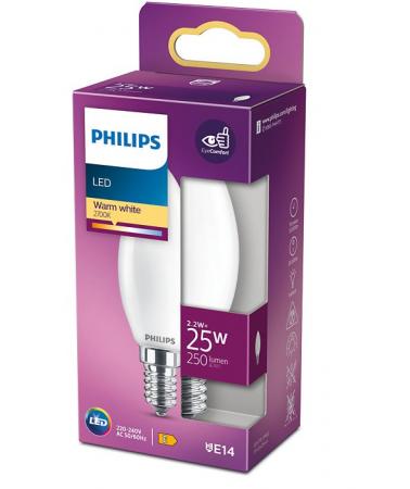 Philips E14 LED Kerzen Lampe Classic weiß mattiert 2.2W wie 25W 2700K warmweißes Licht
