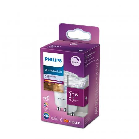 Nur noch angezeigter Bestand verfügbar: Philips GU10 LED Strahler 3W wie 35W universalweißes akzentuiertes Licht 4000K schmaler Abstrahlwinkel 36°