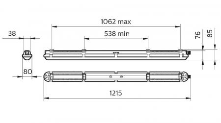 120cm Sensor Philips CoreLine LED Feuchtraumleuchte WT120C G2 LED27S/840 PSU MDU 4000K neutralweißes Licht