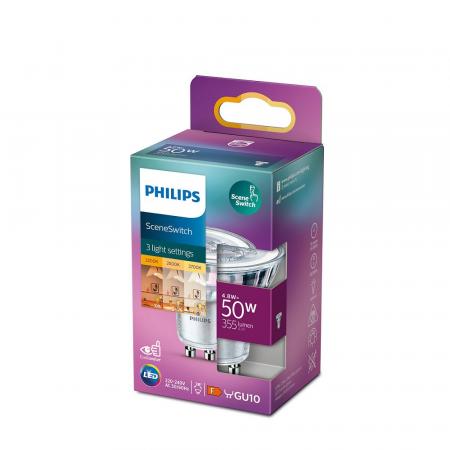 Philips SceneSwitch LED Spot 4,8W wie 50W 355lm 2700/2500/2200K Warmweiß Ra80 GU10 36° PAR16