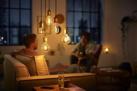 Philips E27 LED Filament-Lampe Bernstein dimmbar 3,1W wie 25W 1800K extra warmweißes Licht