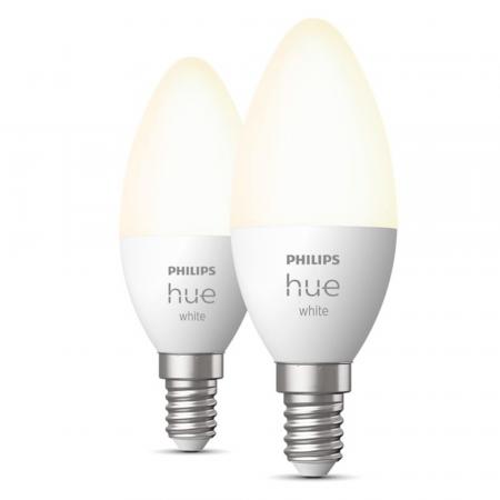 2er Pack Philips Hue E14 LED Leuchtmittel dimmbar 5,5W wie 40W - smarte Kerzenlampen mit tunable White