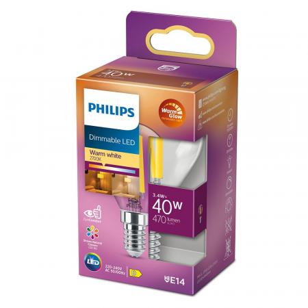 PHILIPS LED Leuchtmittel E14 3,4W = 40W WarmGlow warmweißes Licht mit Dimmfunktion