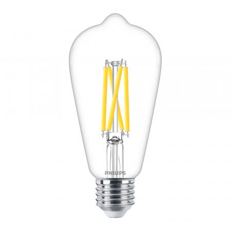 Philips LED E27 Leuchtmittel 5,9W wie 60W warmweisses Licht klar DimTone WarmGlow dimmbar mit hoher Farbwiedergabe 90Ra