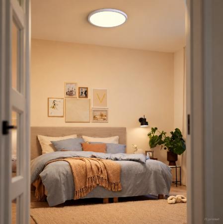 Philips SuperSlim SceneSwitch LED-Deckenleuchte 22W 2000 lm 2700K warmweiß Ø430 mm weiß 3-stufig dimmbar