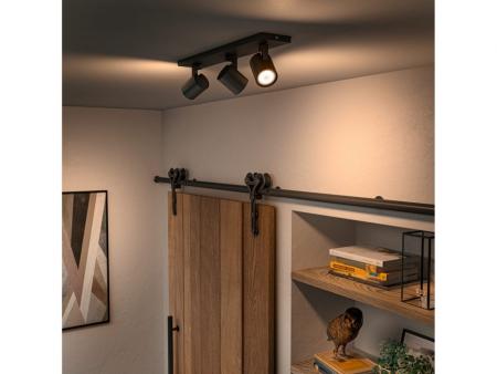 Philips Hue Schwenkbarer 3-flammiger LED-Wandstrahler RUNNER in Schwarz