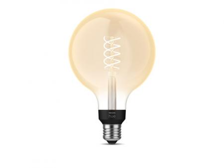 Philips Hue White E27  Filament Globe G125 7W dimmbar 2100K warmweißes Licht - steuerbar via App Bluetooth und Zigbee, kompatibel mit Amazon Alexa