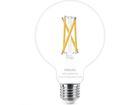 PHILIPS WiZ Smart LED Filament Kugellampe G95 7W wie 60W E27 806lm 2700–6500K dimmbar WLAN Bluetooth Matter klar